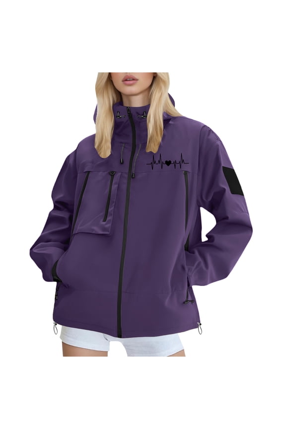 Waterproof Rain Jacket for Women Men Raincoat Breathable Motorcycle Jackets Travel Cycling Jacket Outdoor Windbreaker with Hood Purple B