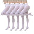 thumbnail image 1 of Rohuuque Women's 5PC Opaque Pantyhose Solid Color Soft Tights with Multi-Colors Stretchable High Waist Stocking Bodysuit White, 1 of 3