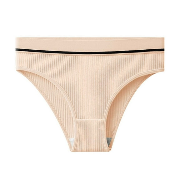 Rohuuque Women's Bikini Bottom Cotton Fashion Sport Briefs Solid Color Comfort Skin Friendly Underwear Beige
