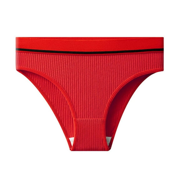 Rohuuque Women's Bikini Bottom Cotton Fashion Sport Briefs Solid Color Comfort Skin Friendly Underwear Red
