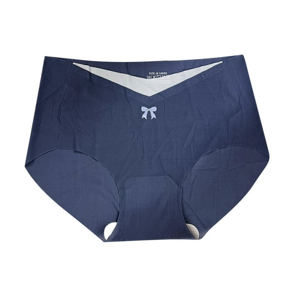 Rohuuque Women's Bikini Bottom Invisibles Ice Silk Panties Low Rise No Show Soft Breathable Underwear for Sport Running Casual Navy