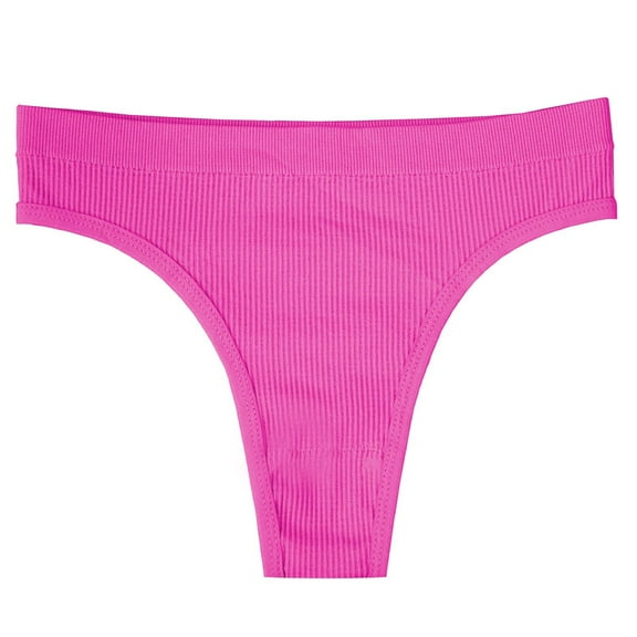 Rohuuque Women's Bikini Bottom Ribbed Knit Briefs Solid Color Low Rise Panties Breathable Comfort No Show Cheeky Underwear Hot Pink
