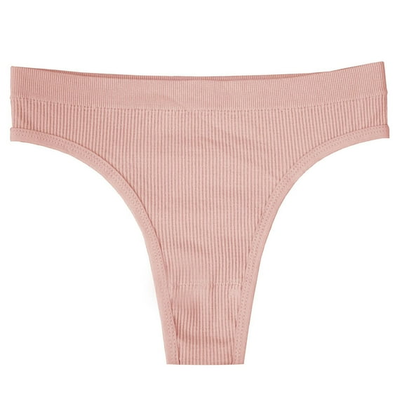 Rohuuque Women's Bikini Bottom Ribbed Knit Briefs Solid Color Low Rise Panties Breathable Comfort No Show Cheeky Underwear Pink