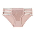 thumbnail image 1 of Rohuuque Women's Bikini Bottom Sheer Mesh Cheeky Panties Cutout Color Waistband High Elastic Low Rise Underwear Pink, 1 of 3
