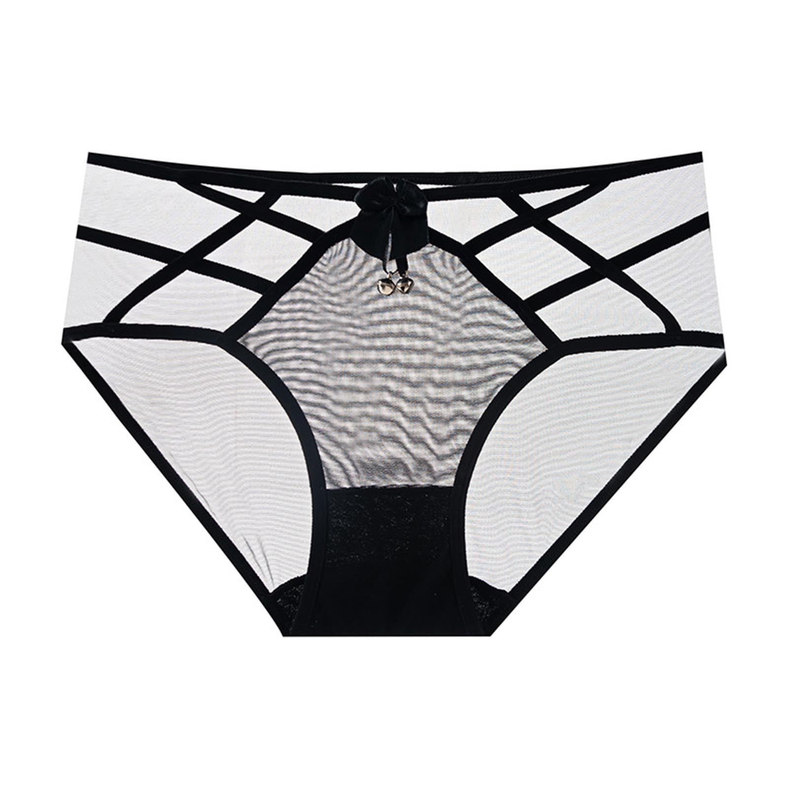 Rohuuque Women's Black Lace Panties Sheer Mesh Panel Cut Out Details ...