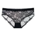 thumbnail image 1 of Rohuuque Women's Black Lace Panties Sheer Mesh Panel Cut Out Details Breathable Cotton Lined Low Rise Cheeky Briefs Black K, 1 of 2