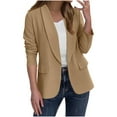 thumbnail image 1 of Rohuuque Women's Blazer Business Casual Solid Color Shawl Collar Suits Jackets Fashion Long-sleeved Cardigan Jacket Coat with Pocket Brown B, 1 of 8