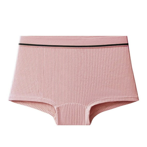 Rohuuque Women's Boyshorts Panties Cotton Ribbed Boxer Shorts Comfort Soft Skin Friendly Fashion Hip Hugger Underwear Pink
