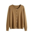thumbnail image 1 of Rohuuque Women's Cardigan Sweaters Lightweight Solid Crew Neck Sweater Jacket Cardigan Button Front Cover Up Tops Khaki, 1 of 9