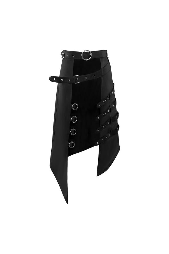 Women's Corset Brown Steampunk Gothic Skirt Victorian Pirate Skirts Black Skirt Asymmetrical Ruffle Renaissance Black