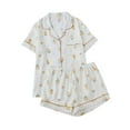 thumbnail image 1 of ZQUUVOU Women's Cute Pajamas Set Lightweight Cotton Soft Pajamas Collar Button Up Tops with Pocket and Short PJ Set Yellow, 1 of 4
