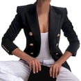 thumbnail image 1 of ZQUUVOU Women's Fall Business Casual Blazers Pocketed Peaked Lapel Suits Jackets Solid Color Open Front Silm Coat Cardigan Blouse Black, 1 of 6