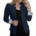 thumbnail image 1 of Rohuuque Women's Fall Business Casual Blazers Ruched 3/4 Sleeved Solid Color Suits Jackets Fashion Cardigan Jacket Coat Outerwear Navy, 1 of 8