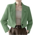 thumbnail image 1 of Rohuuque Women's Fall Business Casual Blazers Trendy Open Front Cropped Suit Jackets Notched Lapel Long Sleeved Office Wear Green, 1 of 9