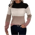 thumbnail image 1 of Rohuuque Women's Fall Sweater Color Block Knit Sweater Crew Neck Long Sleeve Ribbed Knit Loose Pullover Sweater Tops Black, 1 of 6