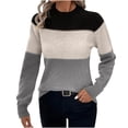 thumbnail image 1 of ZQUUVOU Women's Fall Sweater Color Block Knit Sweater Crew Neck Long Sleeve Ribbed Knit Loose Pullover Sweater Tops Gray, 1 of 6