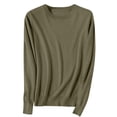 thumbnail image 1 of Rohuuque Women's Fall Sweater Lightweight Breathable Cotton Knitted Sweater Solid Color Long Sleeve Casual Tops Loungewear Outerwear Olive Green, 1 of 6