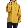 thumbnail image 1 of ZQUUVOU Women's Fashion Rain Jackets Parka Detachable Hood Windproof Winter Coat with Zipper Pockets Long Sleeve Waterproof Outdoor Jacket Yellow, 1 of 7