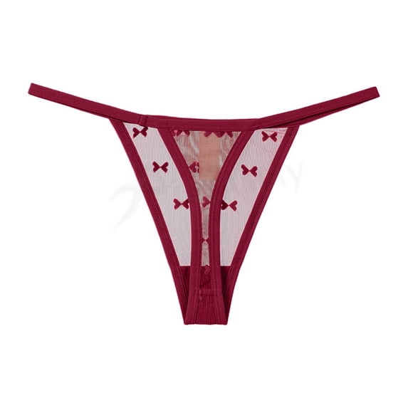 ZQUUVOU Women's G String Thongs T-back Lace Hollow Out Panties Low Waist Thongs Breathable Cheeky Underwear Panties Red