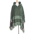 thumbnail image 1 of Rohuuque Women's Hooded Cape with Fringed Hem Herringbone Knit Hooded Poncho Pullover Cape Warm Winter Gothic Bohemian Style Shawl Green, 1 of 5
