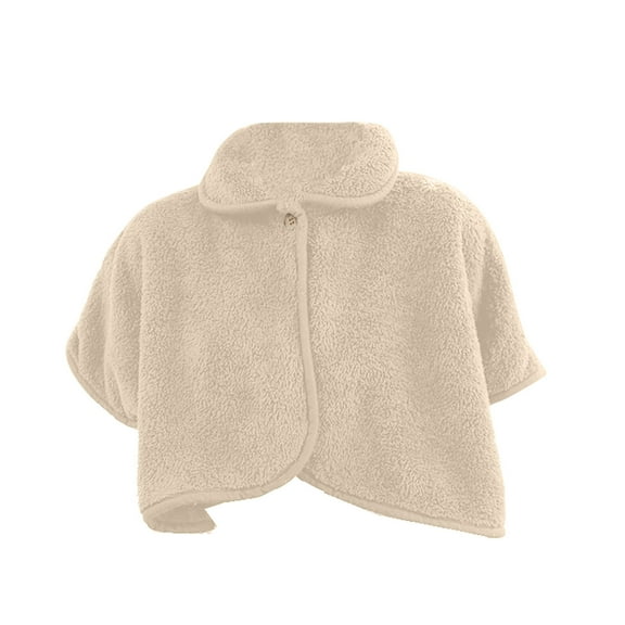 Rohuuque Women's Hooded Cloak Solid Color Button Front Faux Fur Cape Shawl Plush Winter Wrap Gothic Outerwear Beige