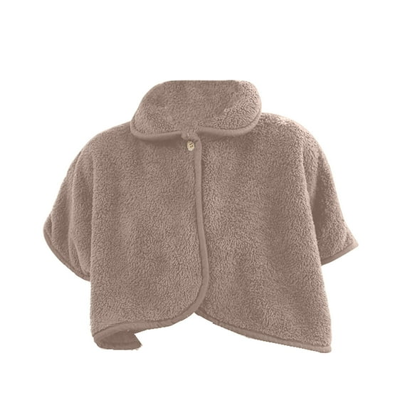 Rohuuque Women's Hooded Cloak Solid Color Button Front Faux Fur Cape Shawl Plush Winter Wrap Gothic Outerwear Brown