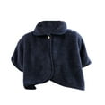 thumbnail image 1 of Rohuuque Women's Hooded Cloak Solid Color Button Front Faux Fur Cape Shawl Plush Winter Wrap Gothic Outerwear Navy, 1 of 3