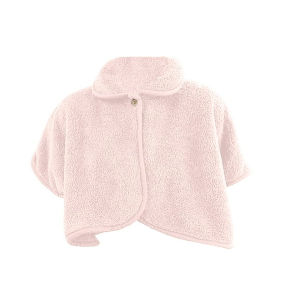 Rohuuque Women's Hooded Cloak Solid Color Button Front Faux Fur Cape Shawl Plush Winter Wrap Gothic Outerwear Pink