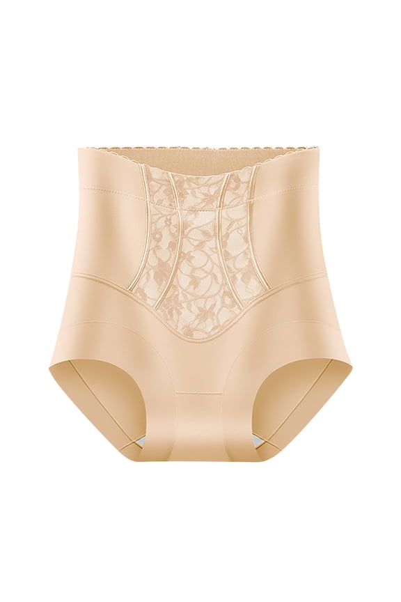 Women's Lace Body Shaper Tummy Control Panties High Waist Shaping Panties Butt Lifting Invisibles Underwear Beige