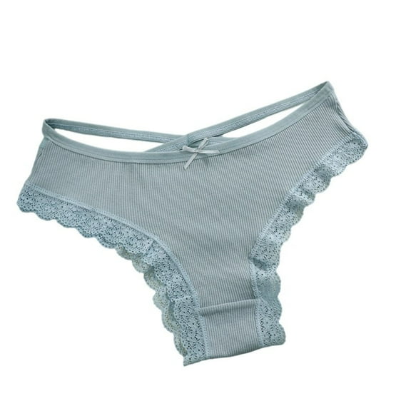 Rohuuque Women's Lace Cotton Panties Abdomen Low-rise Waist Hip Lift Comfortable Body Breathable Underwear Briefs Blue
