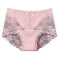 thumbnail image 1 of Rohuuque Women's Lace Panties Anti-Leakage Mid Rise Solid Color Breathable Period Underwear Cotton Lined Panties Pink, 1 of 3