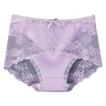 thumbnail image 1 of Rohuuque Women's Lace Panties Anti-Leakage Mid Rise Solid Color Breathable Period Underwear Cotton Lined Panties Purple, 1 of 3