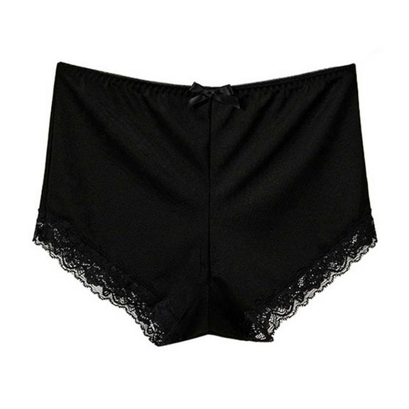 Rohuuque Women's Lace Panties Bow Tummy Control Underwear Briefs Mid Rise Cheeky Briefs High Elastic Curvy Underwear Black