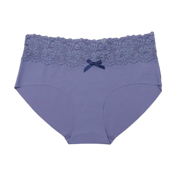 Rohuuque Women's Lace Panties Cotton Lined Panel Panties Comfort Breathable No Show Invisibles Mid Rise Underwear Blue