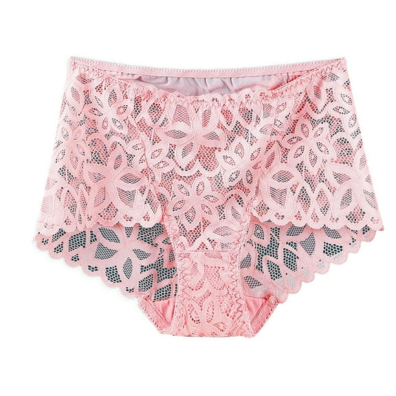 ZQUUVOU Women's Lace Panties Curvy High Waist Sheer Lace Panties Tummy Control Butt Lifting Breathable No Show Underwear Pink