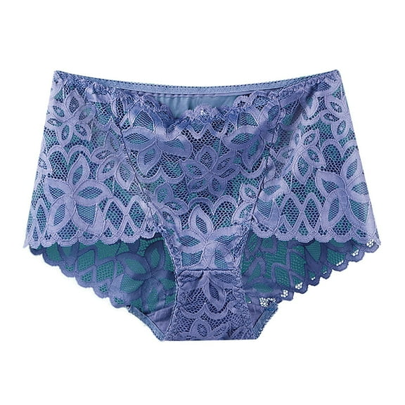 ZQUUVOU Women's Lace Panties Curvy High Waist Sheer Lace Panties Tummy Control Butt Lifting Breathable No Show Underwear Purple