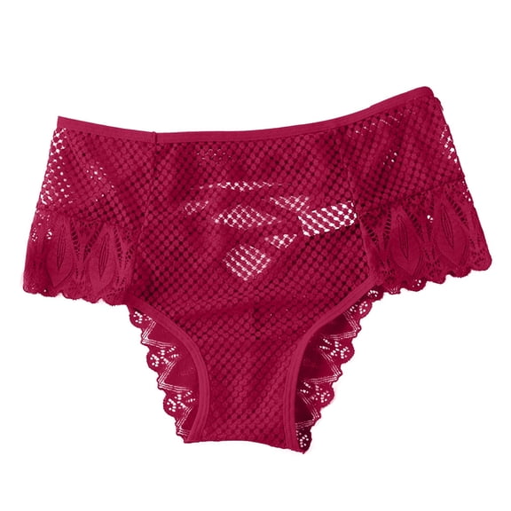 Rohuuque Women's Lace Panties High Waist Bow Crossed Back Panties Butt Lifting Shapewear Invisibles Comfort Underwear Burgundy