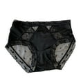 thumbnail image 1 of Rohuuque Women's Lace Panties High Waisted Solid Color Breathable Mesh Lace Briefs Tummy Control Butt Lifting No Show Shapewear Black, 1 of 5