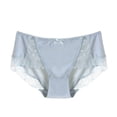 thumbnail image 1 of Rohuuque Women's Lace Panties Invisibles Ice Silk Body Breathable Underwear Lace Briefs No Show Lace Trim Comfort Briefs Blue, 1 of 5