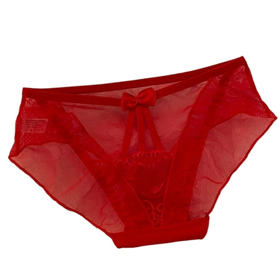 Rohuuque Women's Lace Panties Lace Low Waist Comfortable Invisibles Mesh Transparent Hollow Triangular Pants For Women Red