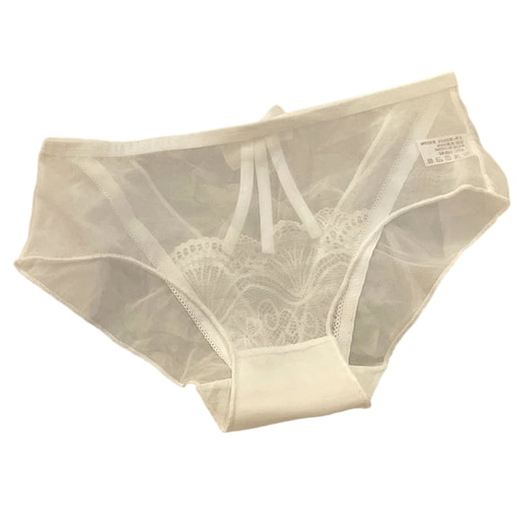 Rohuuque Women's Lace Panties Lace Low Waist Comfortable Invisibles Mesh Transparent Hollow Triangular Pants For Women White