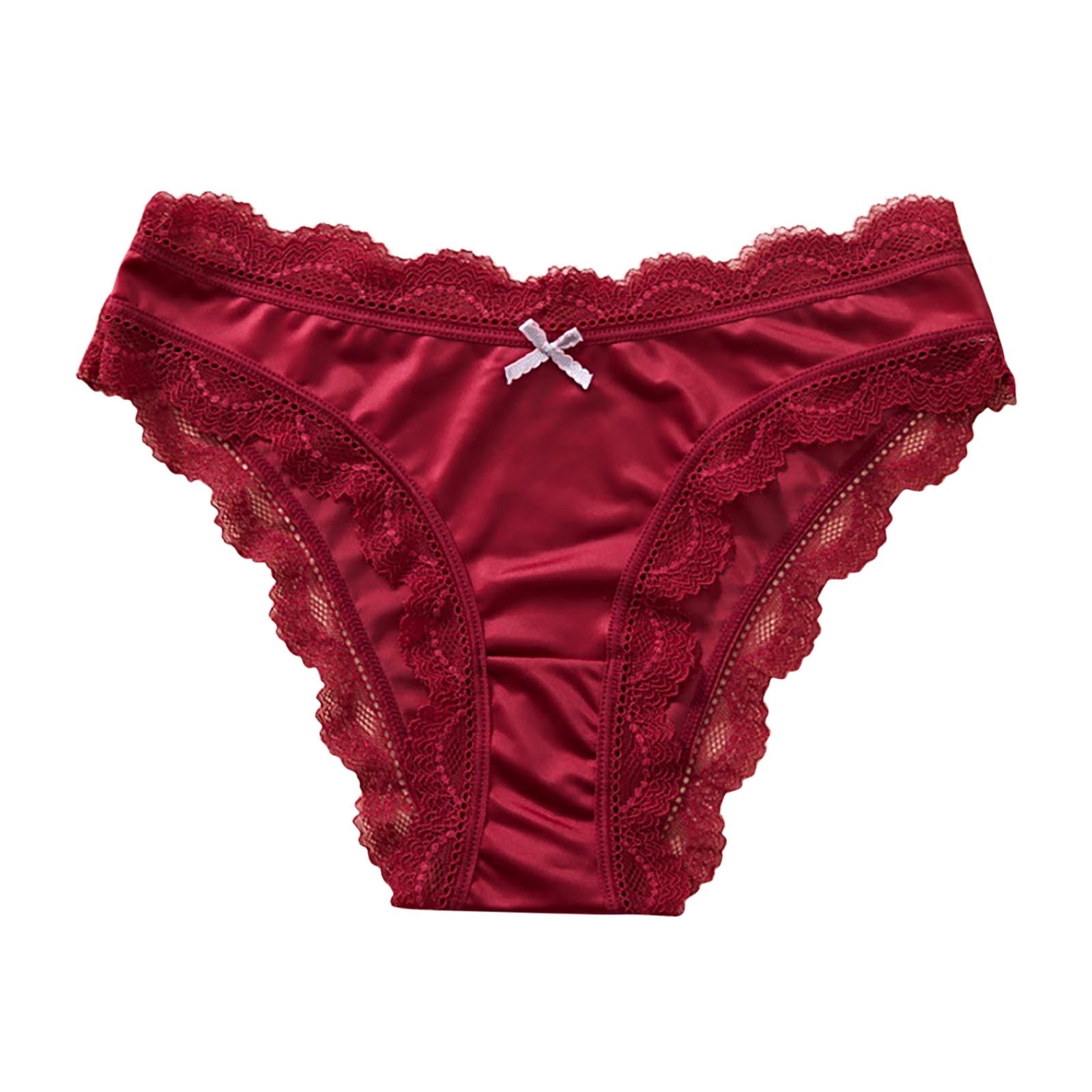 Rohuuque Women's Lace Panties One Piece Low Rise Lace Trim Briefs ...