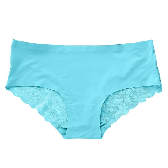 Rohuuque Women's Lace Panties Patchwork Briefs Comfortable Breathable Underwear Lace Panel Briefs Comfort Invisibles Everyday Panties Sky Blue