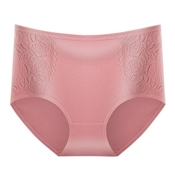 Rohuuque Women's Lace Panties Solid Color Cotton Lace High Waist Panties Tummy Control Butt Lifting Comfort Underwear Watermelon Red