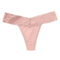 thumbnail image 1 of Rohuuque Women's Lace Panties Ultra Thin Low Rise T-Back Panties Sheer Lace Panel No Show Underwear Comfort Wear Stitching T-pants Pink, 1 of 7