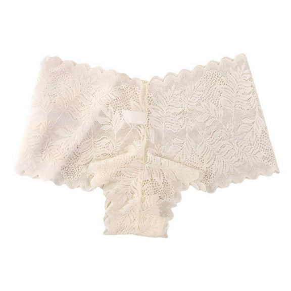 Rohuuque Women's Lace Thongs Wide Trim Waistband Panties Low Rise Comfortable Everyday Wear No Show Breathable Briefs White