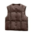 thumbnail image 1 of Rohuuque Women's Lightwieght Puffer Vest Cold Weather Zip Vest Sleeveless Down Jacket Crewneck Solid Color Sleeveless Jacket Coffee A, 1 of 3