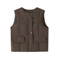 thumbnail image 1 of Rohuuque Women's Lightwieght Puffer Vest Cold Weather Zip Vest Sleeveless Down Jacket Crewneck Solid Color Sleeveless Jacket Coffee B, 1 of 4