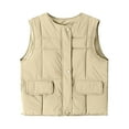 thumbnail image 1 of Rohuuque Women's Lightwieght Puffer Vest Cold Weather Zip Vest Sleeveless Down Jacket Crewneck Solid Color Sleeveless Jacket Khaki, 1 of 4