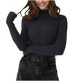 thumbnail image 1 of Rohuuque Women's Lighweight Sweater Long Sleeve Mock Turtleneck Tops Knit Basic Stretch Fitted Pullover Thermal Shirts Black, 1 of 8